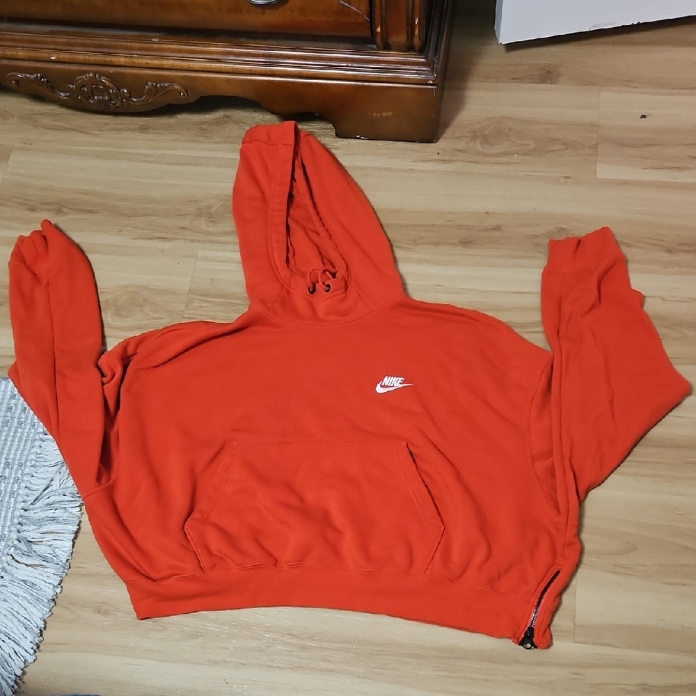 Nike Orange Cropped Hoodie with White Swoosh
